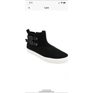 NEW True Craft POSTER Black Fabric Side Zip Buckled MidTop Sneakers Women’s 8.5M